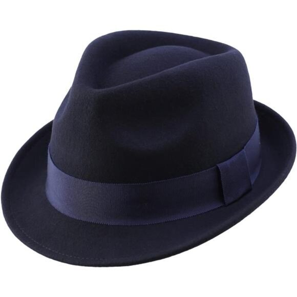 Men's Wool Felt Winter Hat Short Brim Fedora Hat